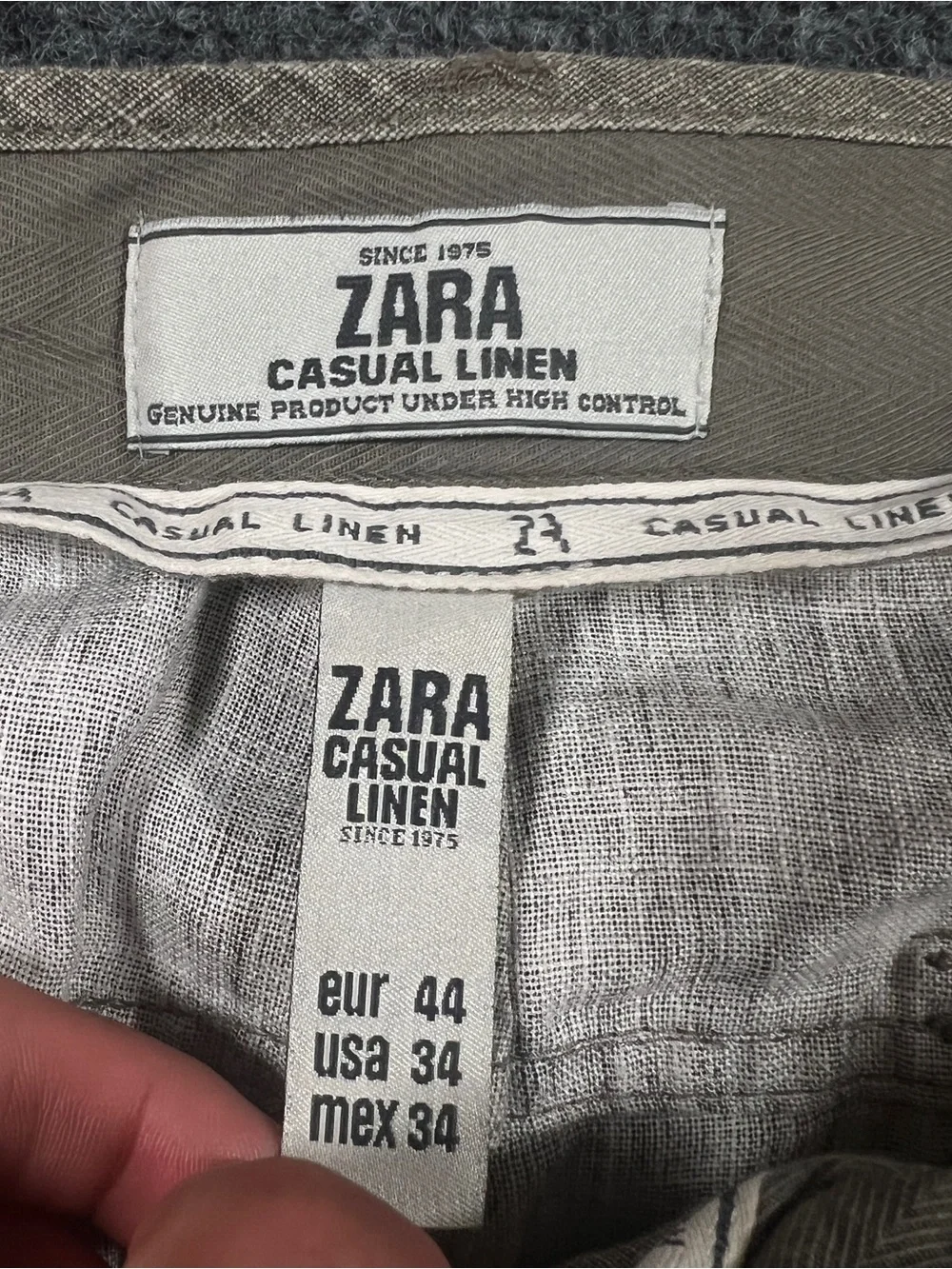 Zara Men's 100% Linen Pants Olive Trousers Size 34x32 Old Money Preppy Summer